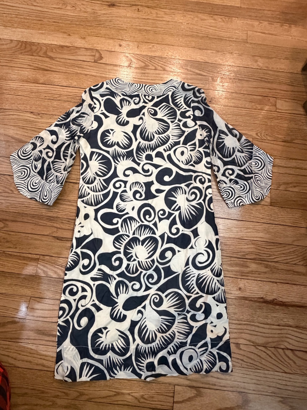 ecru Navy and Cream Floral Mini Dress
